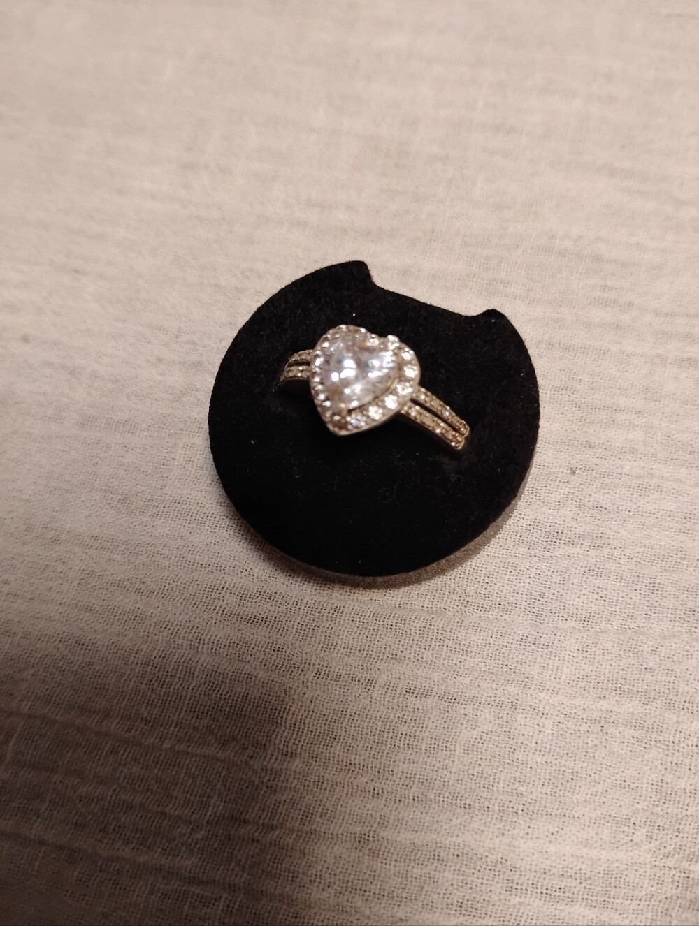 Elegant 925 Silver CZ Heart Ring